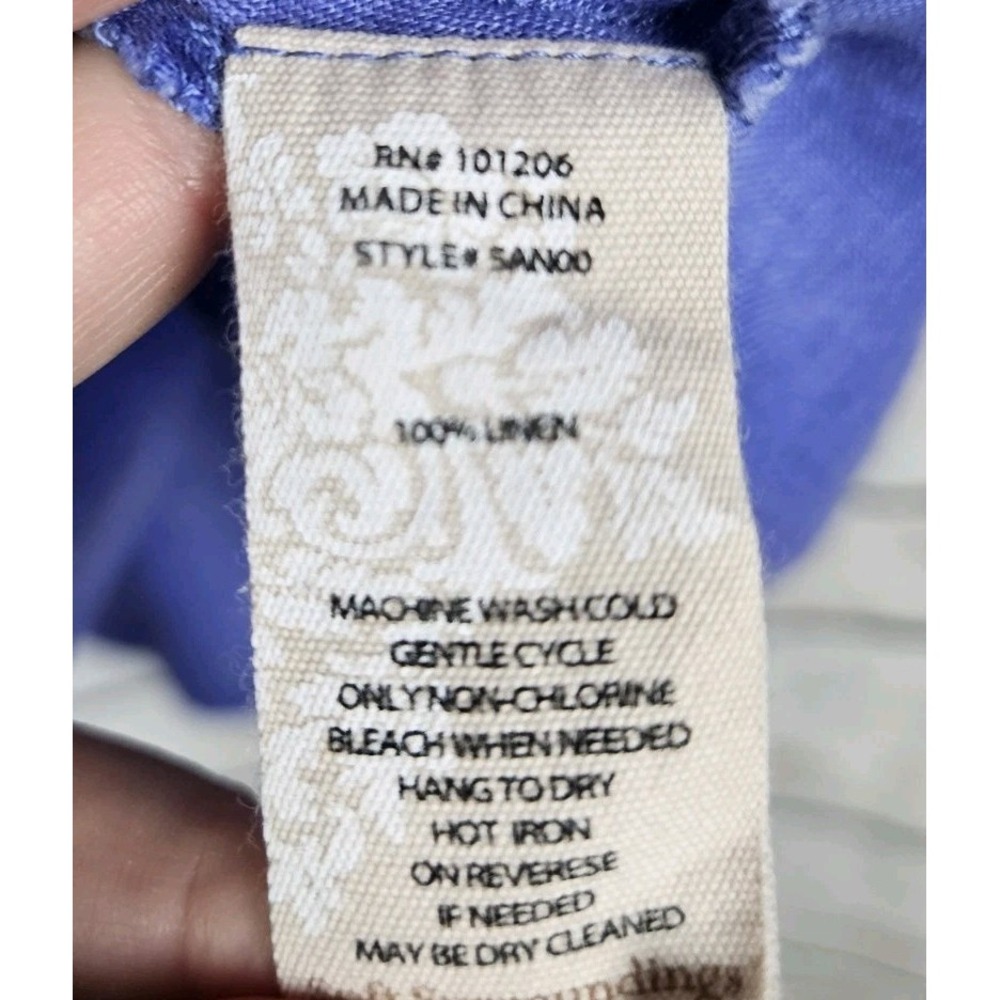 Soft Surroundings Blue Purple 100% Linen Button Tunic Top 1X Womens Coastal - Picture 7 of 8